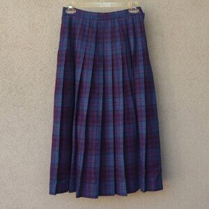 80s Pendleton Blue and Purple Pleated Plaid Skirt 6